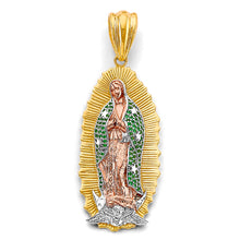 Load image into Gallery viewer, 14K Tri Color Gold 25mm CZ Guadalupe Pendant