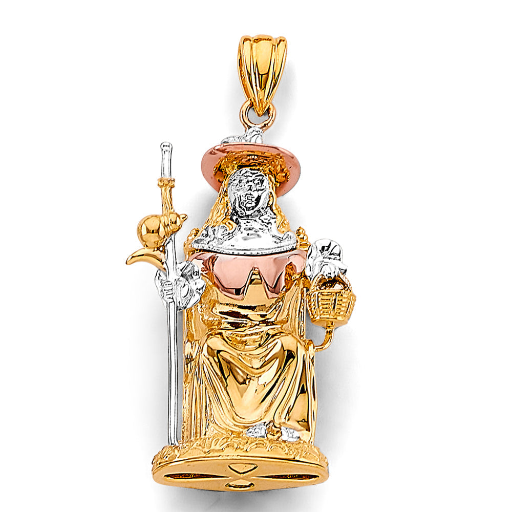 14K Tri Color Gold Santo Nino De Atocha 3D Pendant