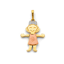 Load image into Gallery viewer, 14K Tri Color Gold Girl Pendant