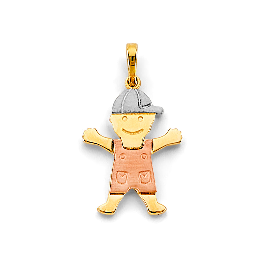 14K Tri Color Gold Boy Pendant