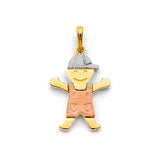 14K Tri Color Gold Boy Pendant