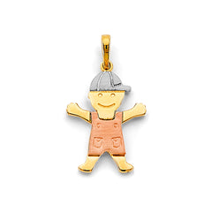 14K Tri Color Gold Boy Pendant
