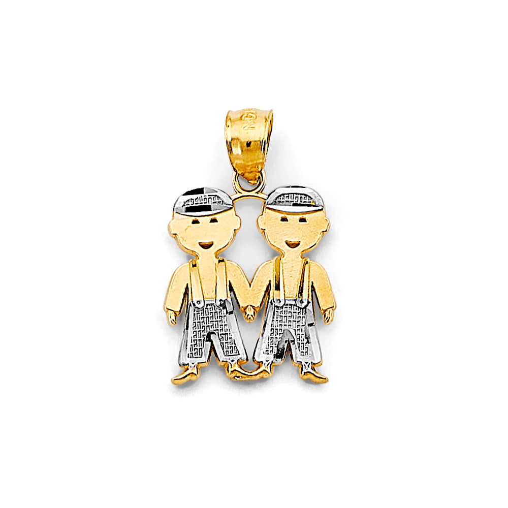 14K Two Tone Gold Boy-Boy Pendant