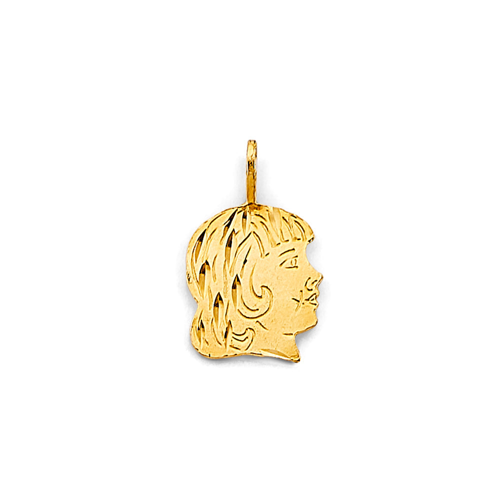 14K Yellow Gold Girl's Face Pendant