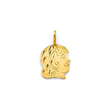 Load image into Gallery viewer, 14K Yellow Gold Girl&#39;s Face Pendant