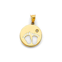 Load image into Gallery viewer, 14K Yellow Gold CZ Round Footprints Pendant