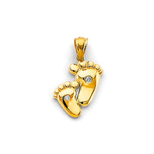 Load image into Gallery viewer, 14K Yellow Gold CZ Footprints Pendant