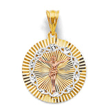 14K Tri Color Gold Stamp Jesus Christ Pendant