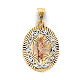 14K Tri Color Gold Stamp St. Jude Pendant