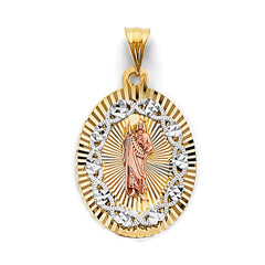14K Tri Color Gold Stamp St. Jude Pendant