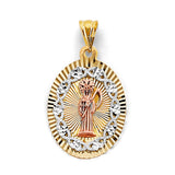 14K Tri Color Gold Stamp Santa Muerte Pendant