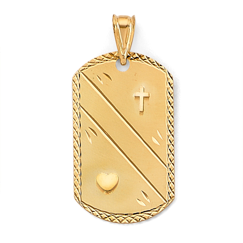 14K Yellow Gold Religious Stamp Pendant