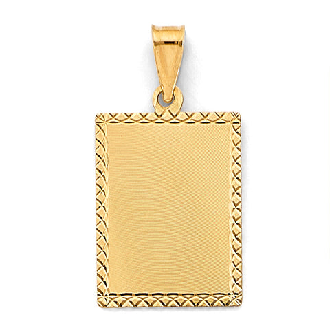 14K Yellow Gold 20mm Plain Stamp Pendant