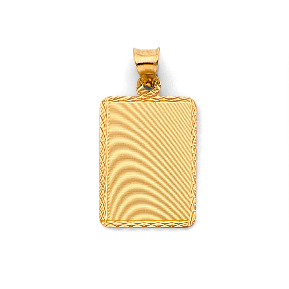 14K Yellow Gold 13mm Plain Stamp Pendant