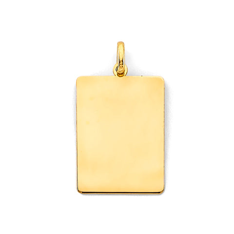 14K Yellow Gold Plain Engravable Pendant