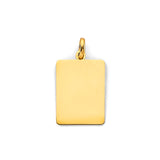 14K Yellow Gold 12mm Engravable Plain Pendant