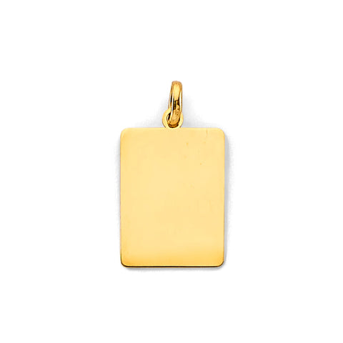 14K Yellow Gold 12mm Engravable Plain Pendant