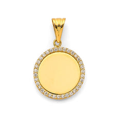 Load image into Gallery viewer, 14K Yellow Gold CZ Engravable Plain Pendant