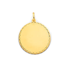 Load image into Gallery viewer, 14K Yellow Gold Round 20mm Engravable Plain Pendant