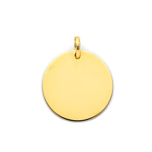 Load image into Gallery viewer, 14K Yellow Gold Round 18mm Engravable Plain Pendant