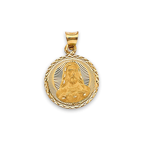 14K Yellow Gold Stamp Jesus Pendant