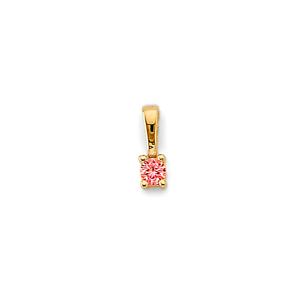 14K Yellow Gold CZ 1 Stone Month Pendant