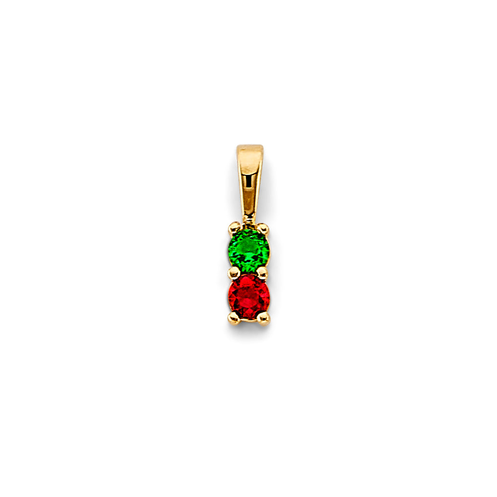 14K Yellow Gold CZ 2 Stone Month Pendant