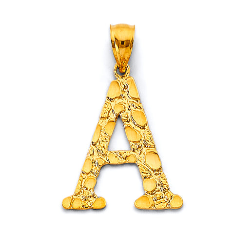 14K Yellow Gold Initial Nugget Pendant