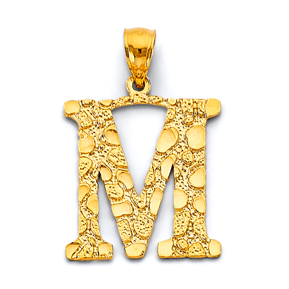 14K Yellow Gold Initial Nugget Pendant