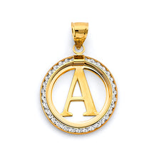 Load image into Gallery viewer, 14K Yellow Gold CZ Round Initial Pendant