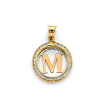 Load image into Gallery viewer, 14K Two Tone Gold CZ Round Initial Pendant