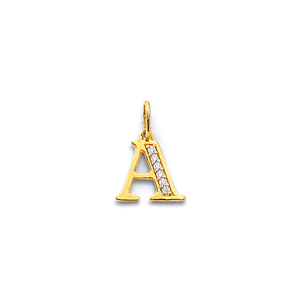 14K Two Tone Gold Initial CZ Pendant