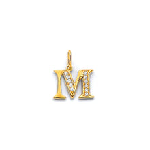 Load image into Gallery viewer, 14K Two Tone Gold Initial CZ Pendant