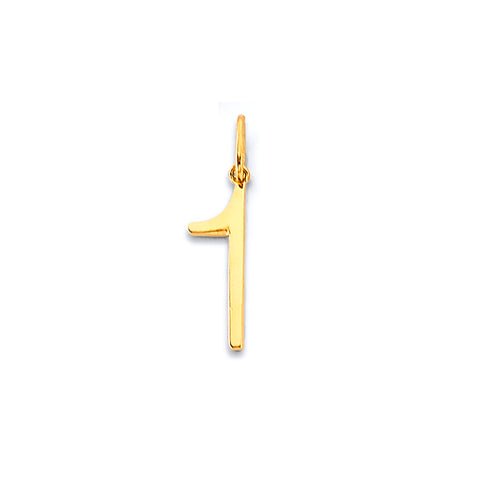 14K Yellow Gold 1 Number Pendant