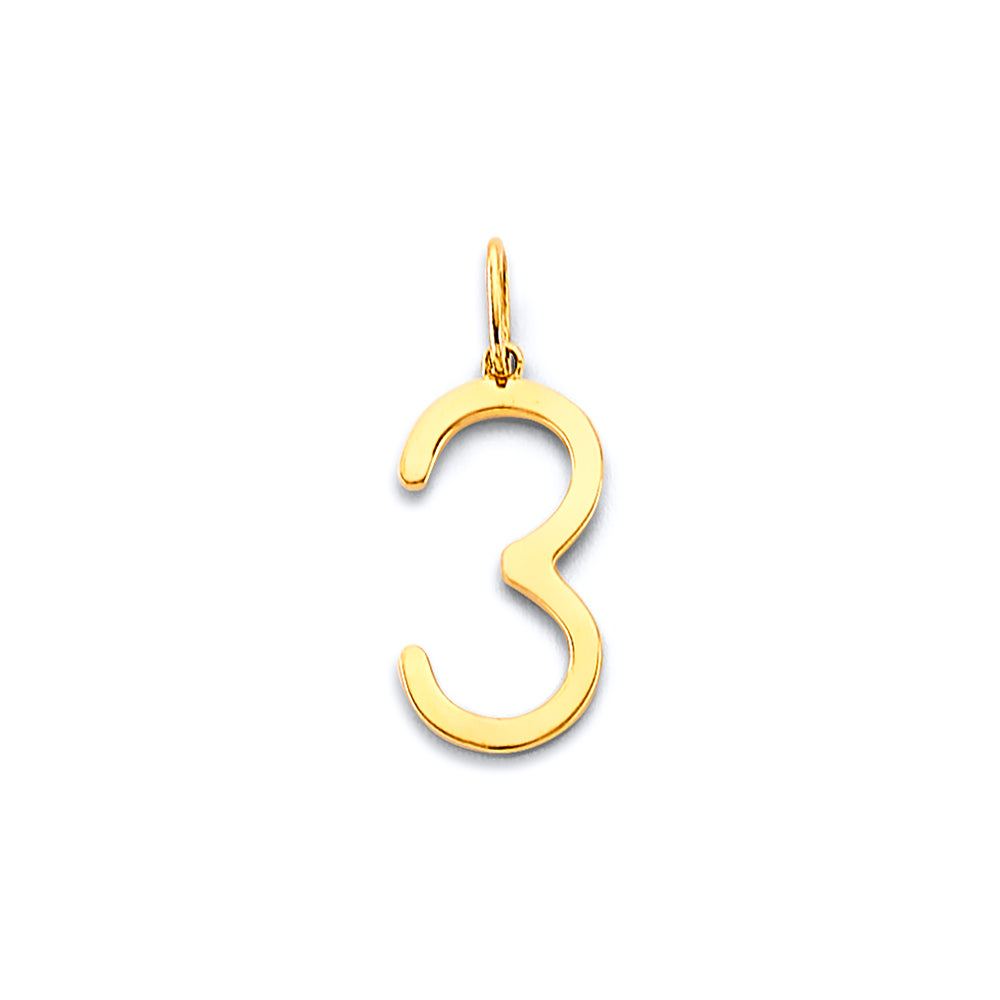 14K Yellow Gold 3 Number Pendant