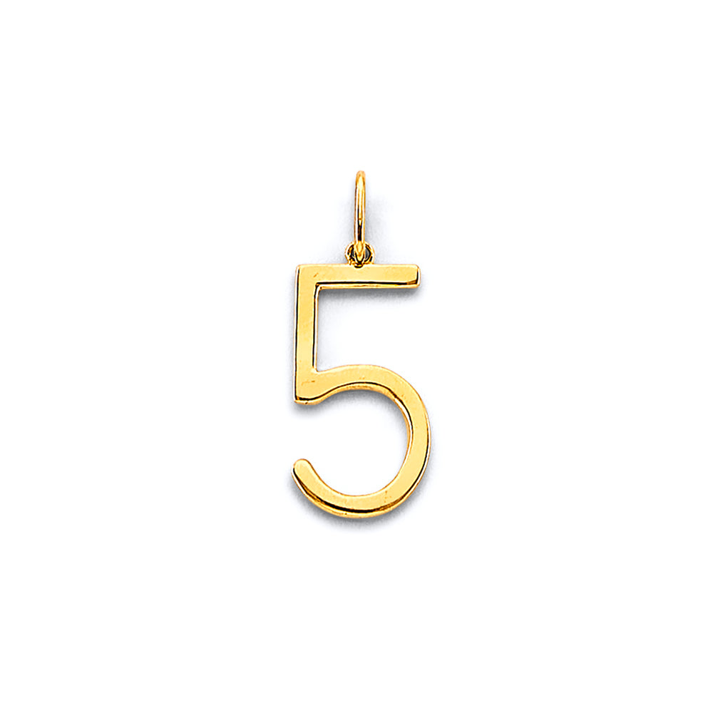 14K Yellow Gold 5 Number Pendant