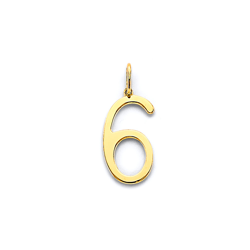 14K Yellow Gold 6 Number Pendant