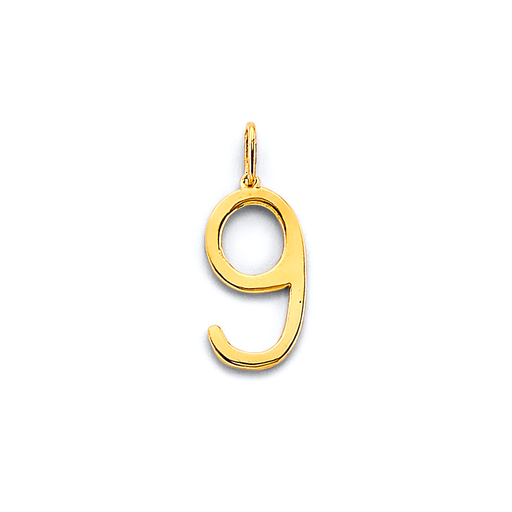 14K Yellow Gold 9 Number Pendant