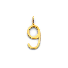 14K Yellow Gold 9 Number Pendant