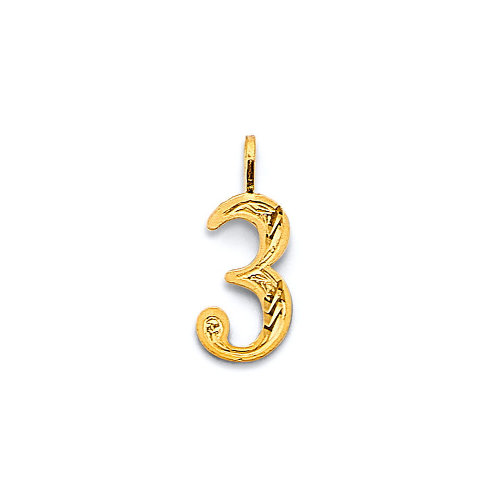 14K Yellow Gold DC 3 Number Pendant