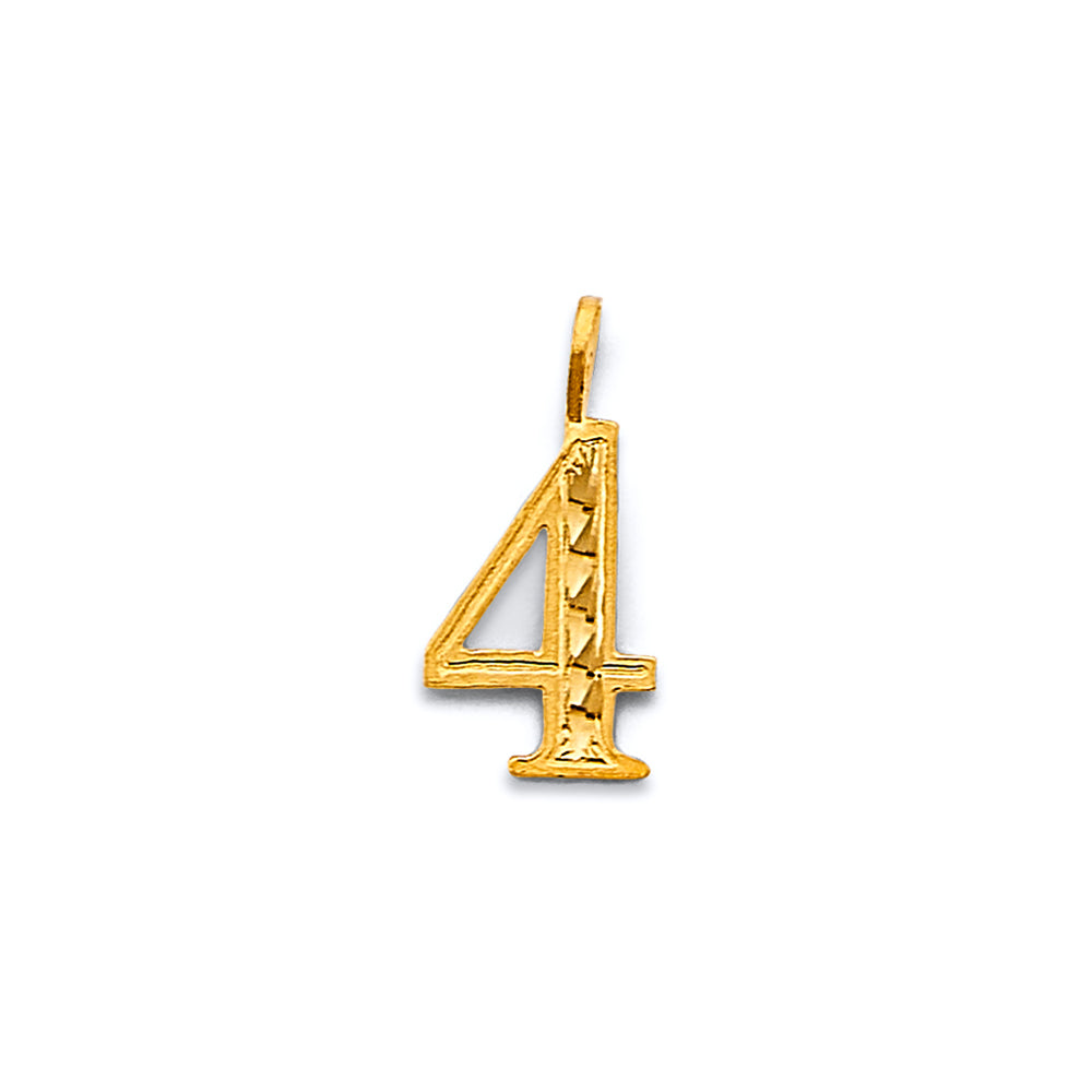 14K Yellow Gold DC 4 Number Pendant