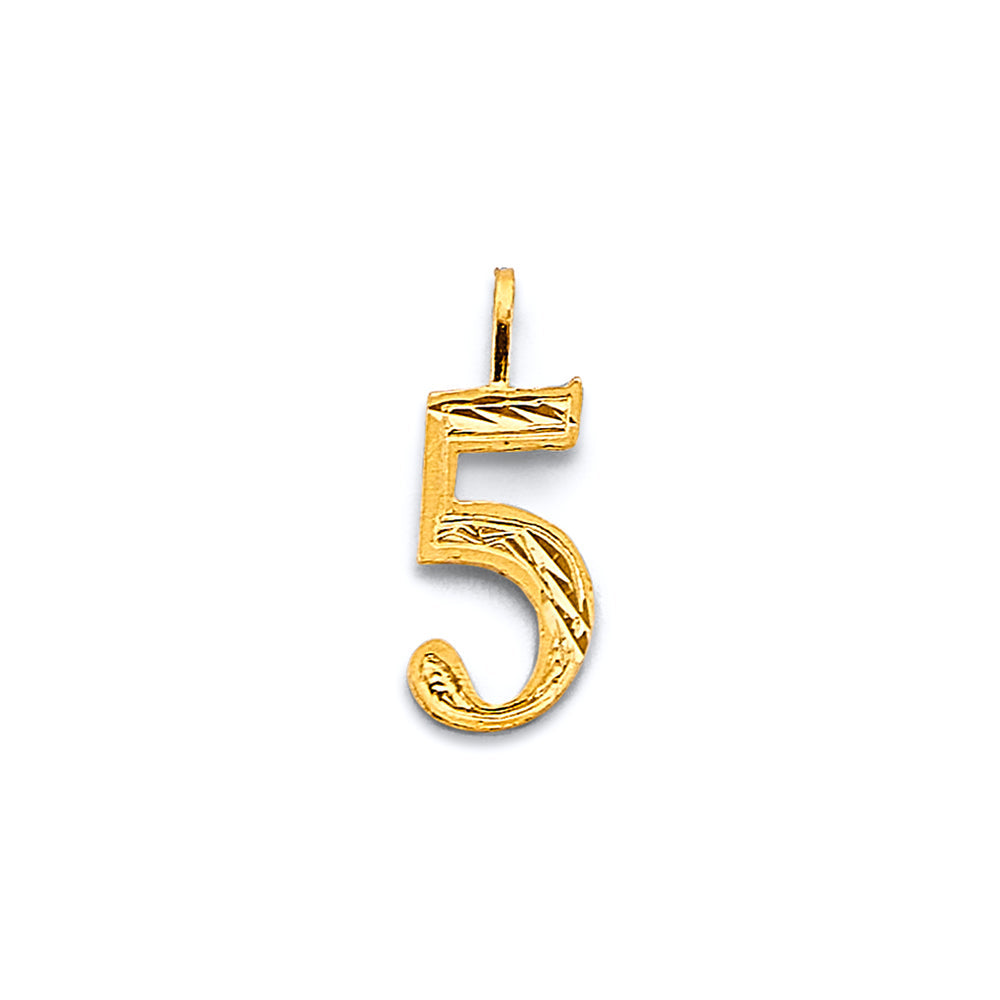 14K Yellow Gold DC 5 Number Pendant