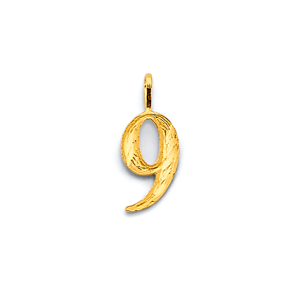 14K Yellow Gold DC 9 Number Pendant