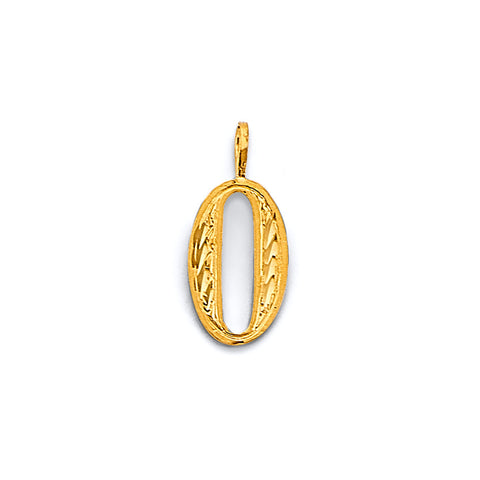 14K Yellow Gold DC 0 Number Pendant