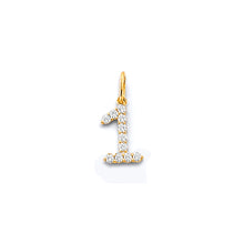 Load image into Gallery viewer, 14K Yellow Gold CZ 1 Number Pendant