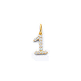 14K Yellow Gold CZ 1 Number Pendant