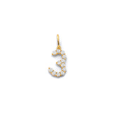 14K Yellow Gold CZ 3 Number Pendant