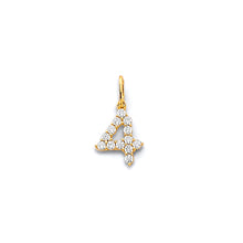 Load image into Gallery viewer, 14K Yellow Gold CZ 4 Number Pendant