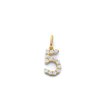 Load image into Gallery viewer, 14K Yellow Gold CZ 5 Number Pendant