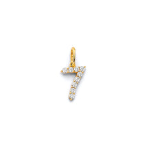 Load image into Gallery viewer, 14K Yellow Gold CZ 7 Number Pendant